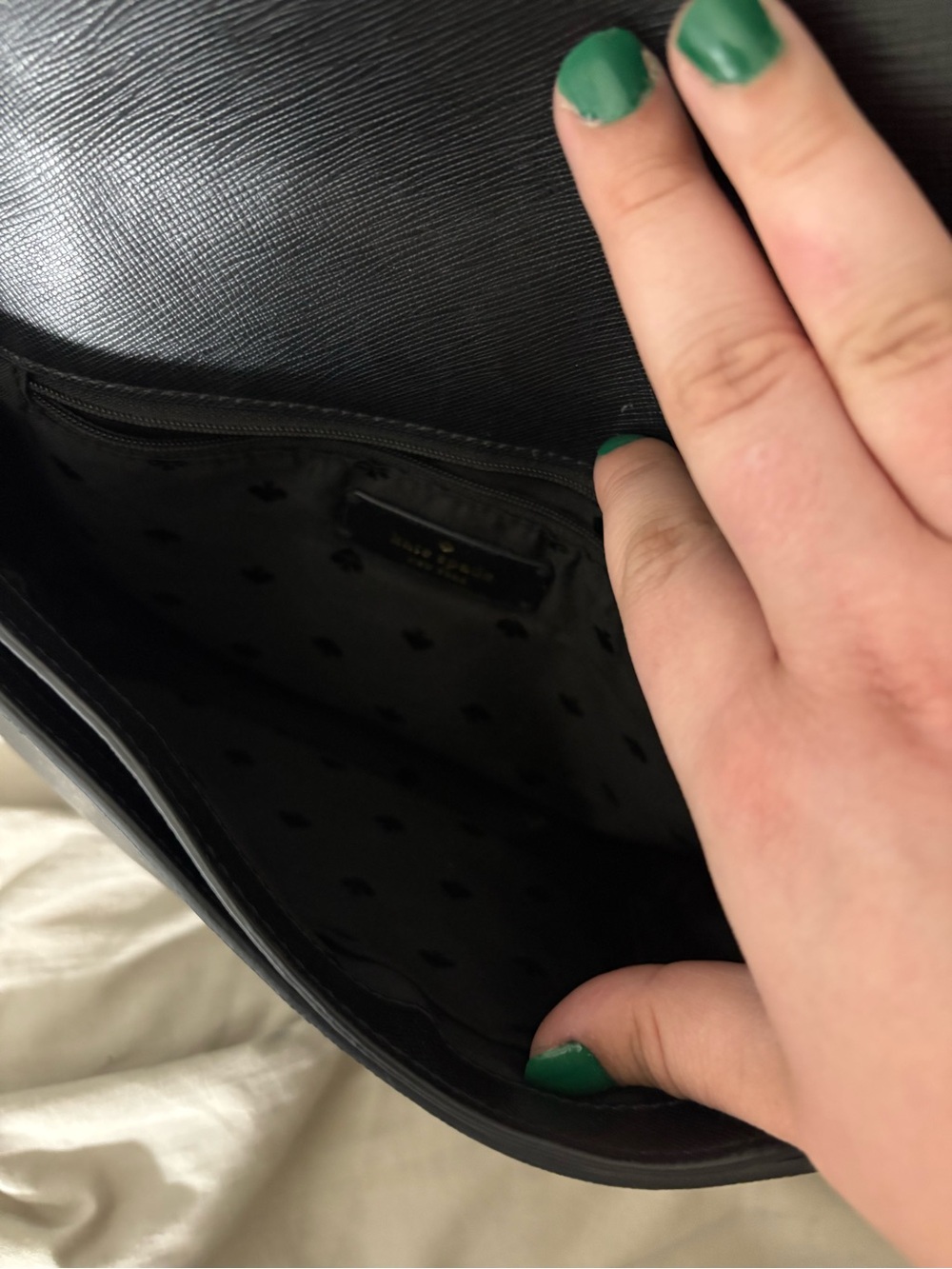 kate spade Black Leather Shoulder Bag with Gold Logo - Picture 4 of 5